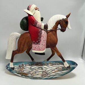 G. DEBREKHT  “Horse Rider Santa” #2 LE. Out of 1,500.  2003. Handmade. Holiday!